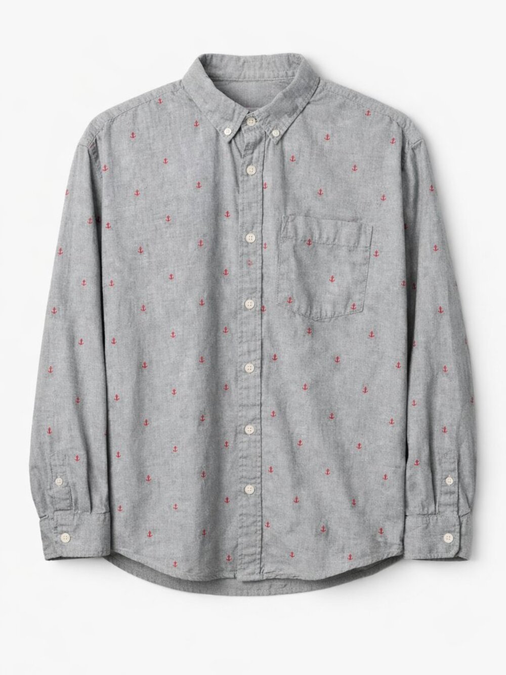 Old Navy Men’s Gray Anchor Button‑Up Shirt | Size XL